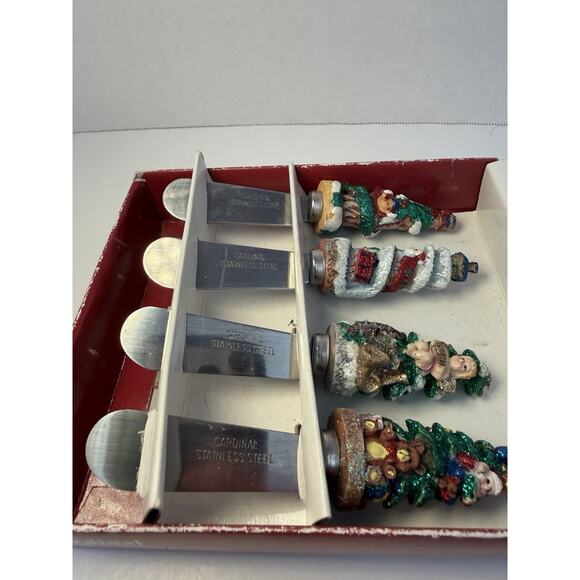 Vintage 4 Piece Set Of Cardinal Stainless Steele Christmas Spreadables - Picture 4 of 6